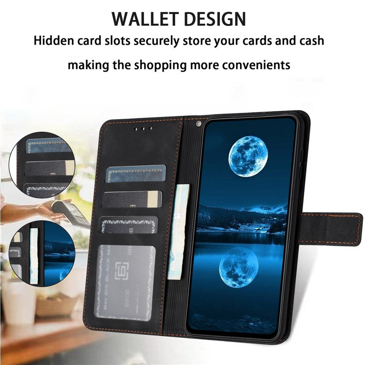 For Xiaomi Poco C75 4G / Redmi 14R 5G / 14C 4G Leather Case Solid Color Wallet Protective Phone Cover - Black