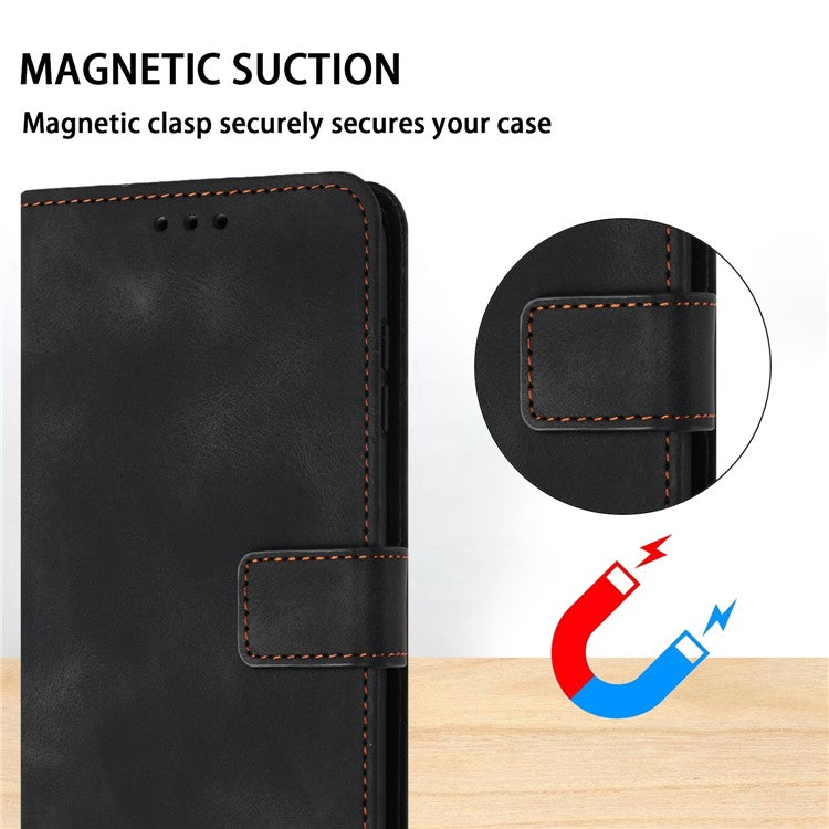 For Xiaomi Poco C75 4G / Redmi 14R 5G / 14C 4G Leather Case Solid Color Wallet Protective Phone Cover - Black