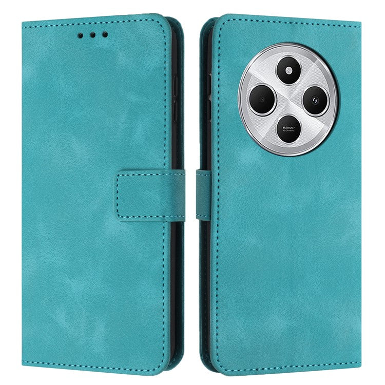 For Xiaomi Poco C75 4G / Redmi 14R 5G / 14C 4G Leather Case Solid Color Wallet Protective Phone Cover - Green