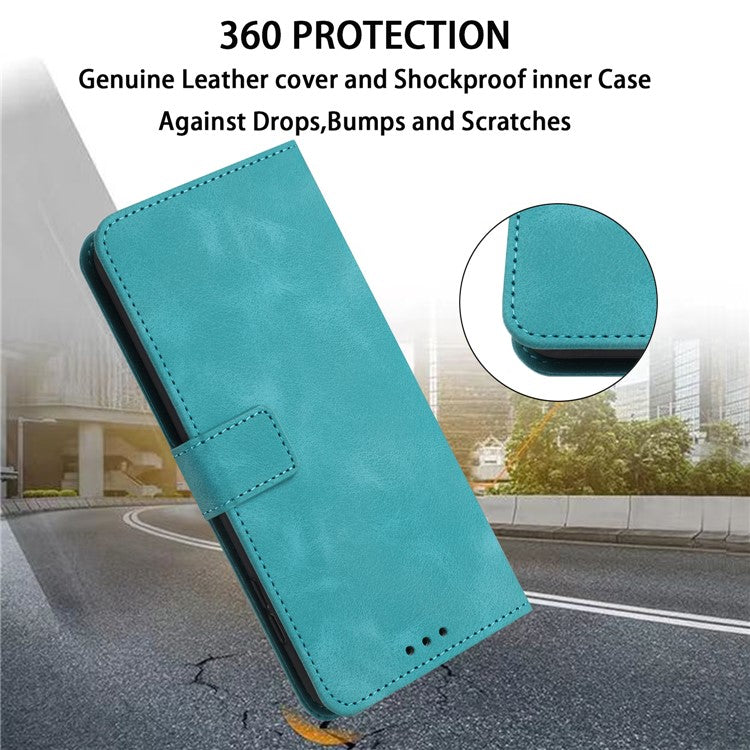 For Xiaomi Poco C75 4G / Redmi 14R 5G / 14C 4G Leather Case Solid Color Wallet Protective Phone Cover - Green