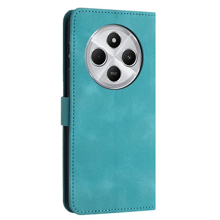 For Xiaomi Poco C75 4G / Redmi 14R 5G / 14C 4G Leather Case Solid Color Wallet Protective Phone Cover - Green