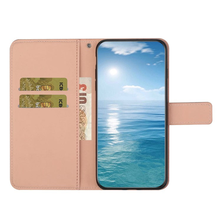 For Xiaomi Poco C75 4G / Redmi 14R 5G / 14C 4G Leather Case Ethnic Style Phone Wallet Cover with Strap - Pink