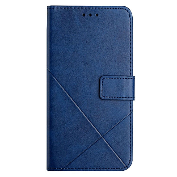 For Xiaomi Poco C75 4G / Redmi 14R 5G / 14C 4G Leather Case Line Pattern Wallet Phone Cover - Blue