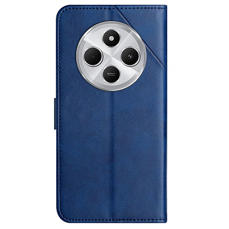 For Xiaomi Poco C75 4G / Redmi 14R 5G / 14C 4G Leather Case Line Pattern Wallet Phone Cover - Blue