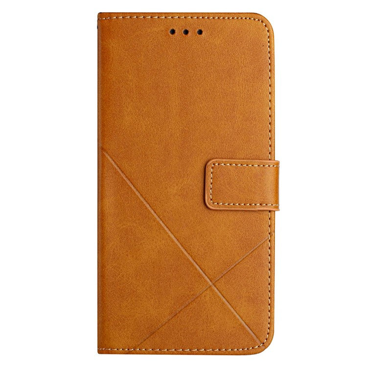 For Xiaomi Poco C75 4G / Redmi 14R 5G / 14C 4G Leather Case Line Pattern Wallet Phone Cover - Yellow