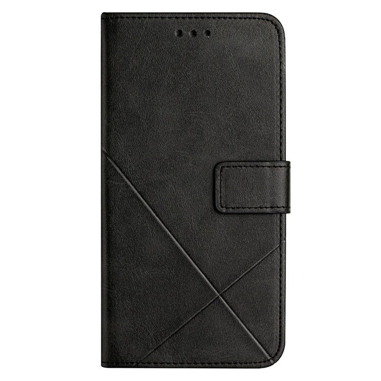 For Xiaomi Poco C75 4G / Redmi 14R 5G / 14C 4G Leather Case Line Pattern Wallet Phone Cover - Black