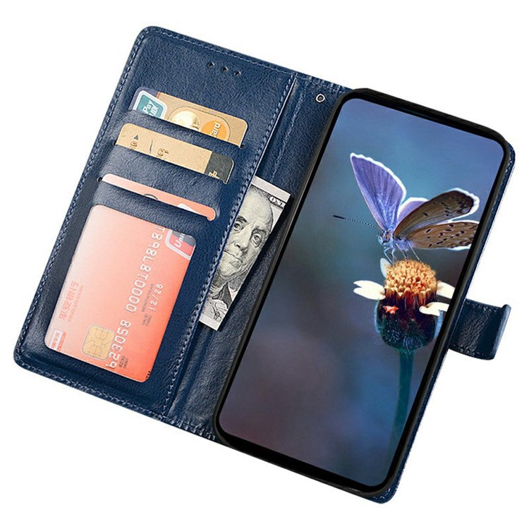 IDEWEI For Xiaomi Poco C75 4G / Redmi 14R 5G / 14C 4G Phone Case Card Slots Leather Cover Crazy Horse Texture - Blue