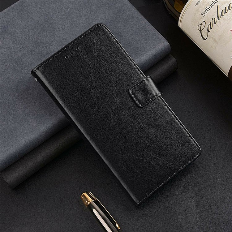 IDEWEI For Xiaomi Poco C75 4G / Redmi 14R 5G / 14C 4G Phone Case Card Slots Leather Cover Crazy Horse Texture - Black