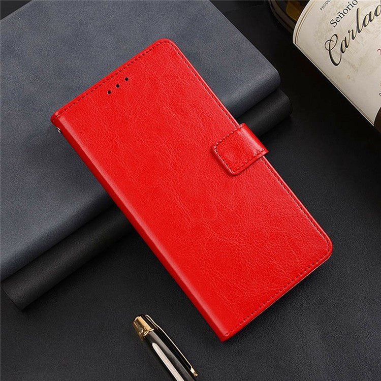 IDEWEI For Xiaomi Poco C75 4G / Redmi 14R 5G / 14C 4G Phone Case Card Slots Leather Cover Crazy Horse Texture - Red