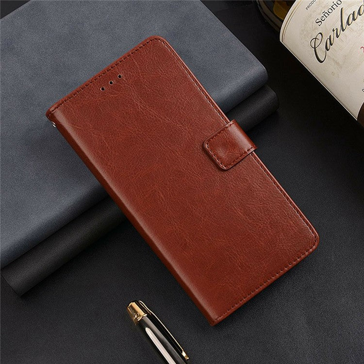 IDEWEI For Xiaomi Poco C75 4G / Redmi 14R 5G / 14C 4G Phone Case Card Slots Leather Cover Crazy Horse Texture - Brown