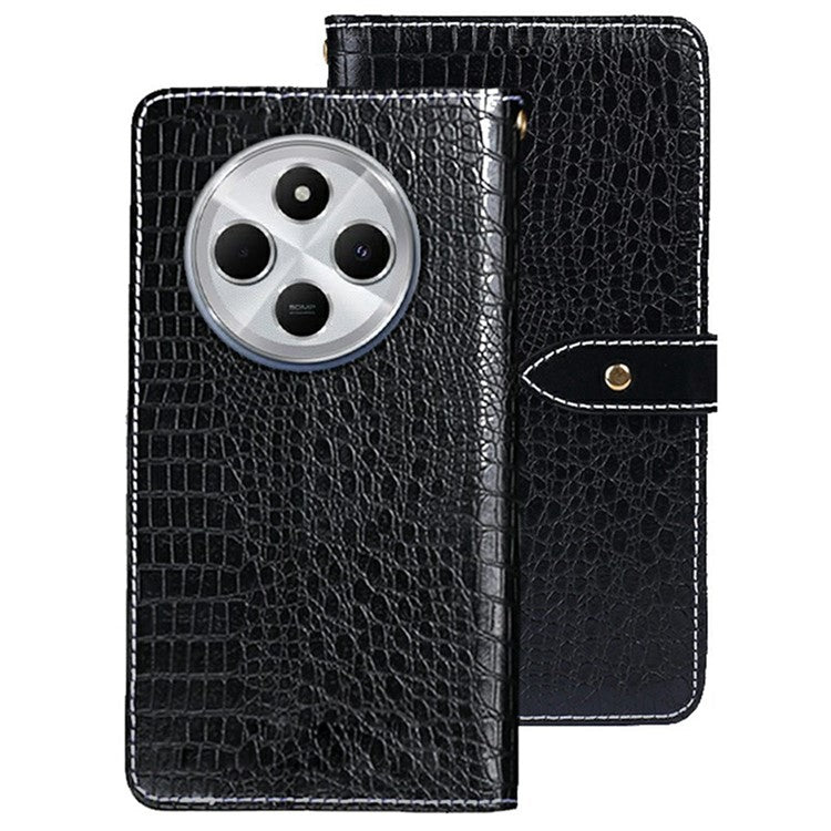 IDEWEI For Xiaomi Poco C75 4G / Redmi 14R 5G / 14C 4G Case Crocodile Texture PU Leather Flip Phone Cover - Black