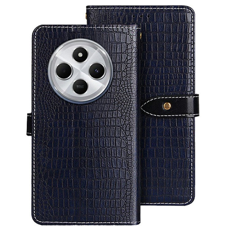 IDEWEI For Xiaomi Poco C75 4G / Redmi 14R 5G / 14C 4G Case Crocodile Texture PU Leather Flip Phone Cover - Blue