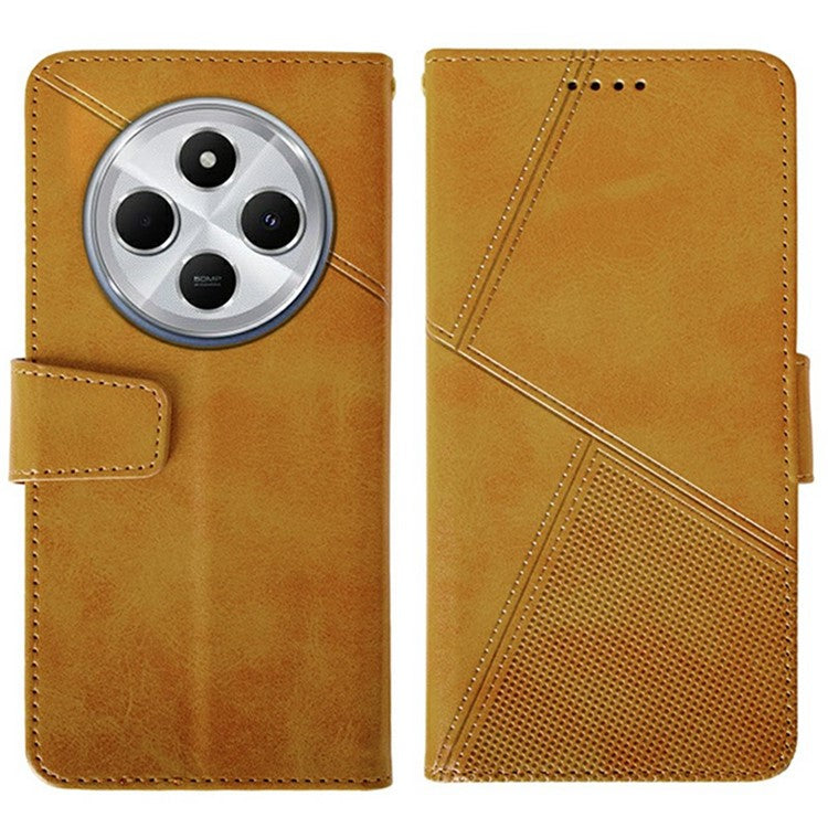 IDEWEI For Xiaomi Poco C75 4G / Redmi 14R 5G / 14C 4G Wallet Phone Case Calf Texture Stand Leather Cover - Orange