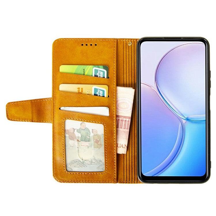 IDEWEI For Xiaomi Poco C75 4G / Redmi 14R 5G / 14C 4G Wallet Phone Case Calf Texture Stand Leather Cover - Orange