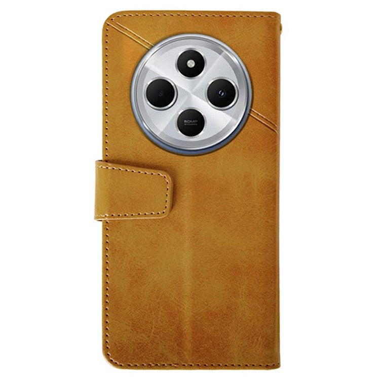 IDEWEI For Xiaomi Poco C75 4G / Redmi 14R 5G / 14C 4G Wallet Phone Case Calf Texture Stand Leather Cover - Orange