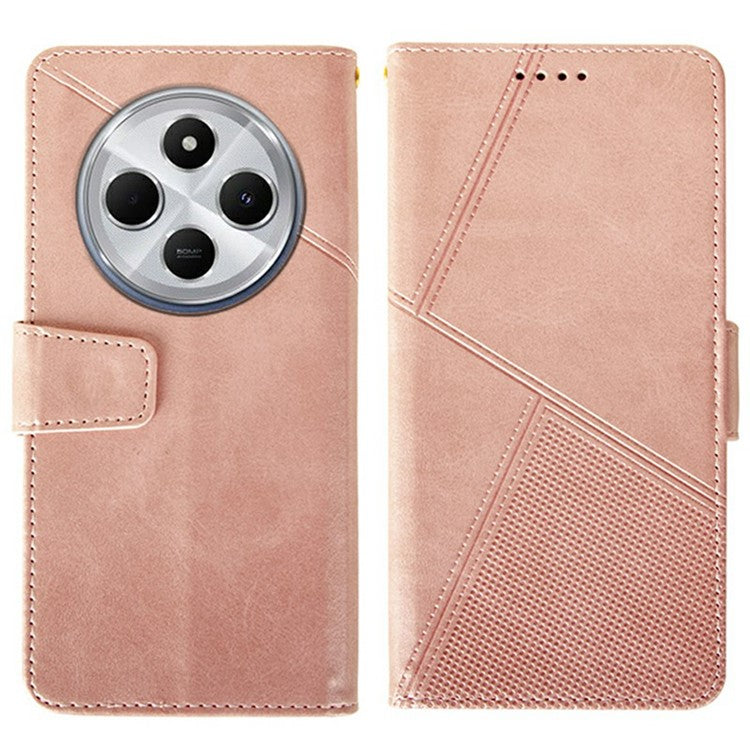 IDEWEI For Xiaomi Poco C75 4G / Redmi 14R 5G / 14C 4G Wallet Phone Case Calf Texture Stand Leather Cover - Pink