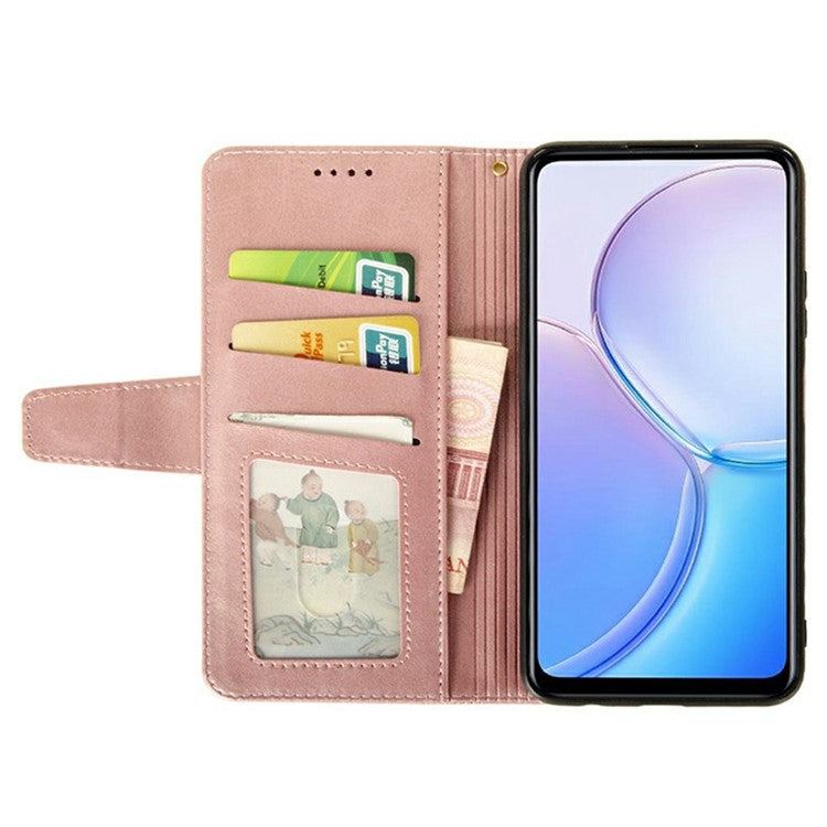 IDEWEI For Xiaomi Poco C75 4G / Redmi 14R 5G / 14C 4G Wallet Phone Case Calf Texture Stand Leather Cover - Pink