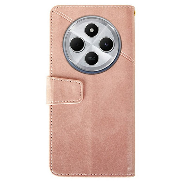 IDEWEI For Xiaomi Poco C75 4G / Redmi 14R 5G / 14C 4G Wallet Phone Case Calf Texture Stand Leather Cover - Pink