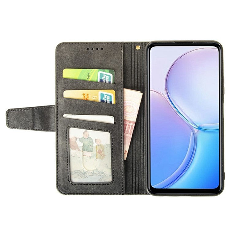 IDEWEI For Xiaomi Poco C75 4G / Redmi 14R 5G / 14C 4G Wallet Phone Case Calf Texture Stand Leather Cover - Grey