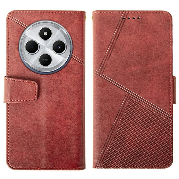 IDEWEI For Xiaomi Poco C75 4G / Redmi 14R 5G / 14C 4G Wallet Phone Case Calf Texture Stand Leather Cover - Red