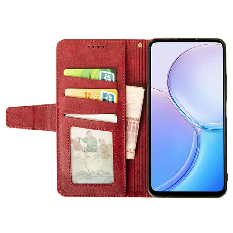 IDEWEI For Xiaomi Poco C75 4G / Redmi 14R 5G / 14C 4G Wallet Phone Case Calf Texture Stand Leather Cover - Red