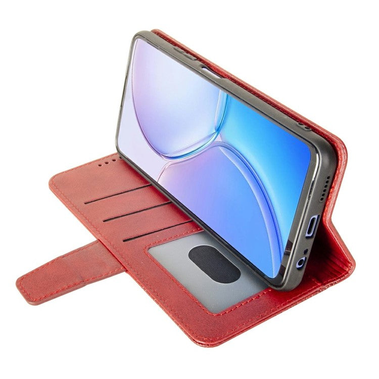 IDEWEI For Xiaomi Poco C75 4G / Redmi 14R 5G / 14C 4G Wallet Phone Case Calf Texture Stand Leather Cover - Red