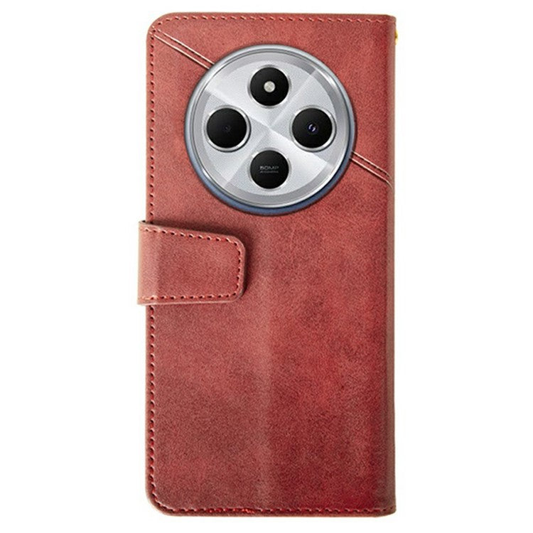 IDEWEI For Xiaomi Poco C75 4G / Redmi 14R 5G / 14C 4G Wallet Phone Case Calf Texture Stand Leather Cover - Red