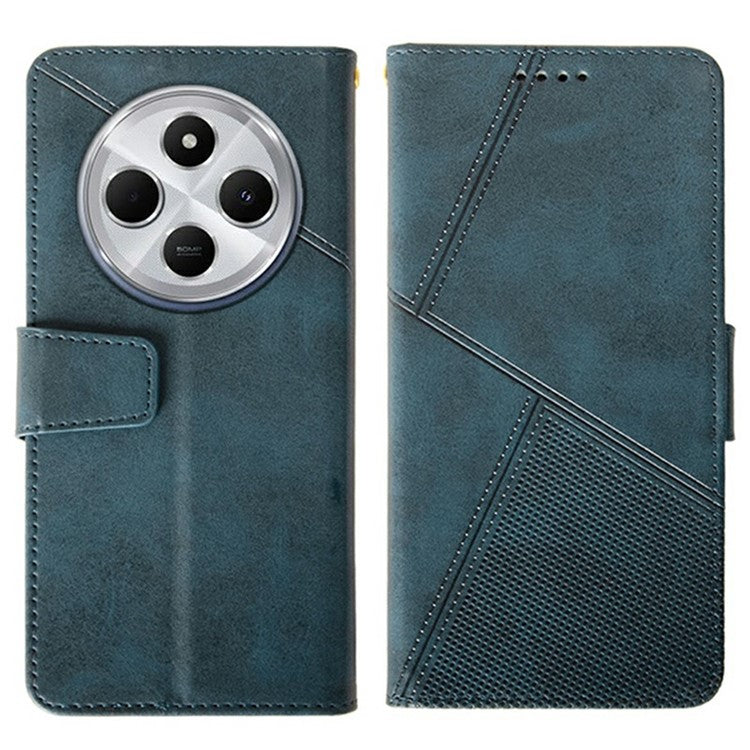 IDEWEI For Xiaomi Poco C75 4G / Redmi 14R 5G / 14C 4G Wallet Phone Case Calf Texture Stand Leather Cover - Blue