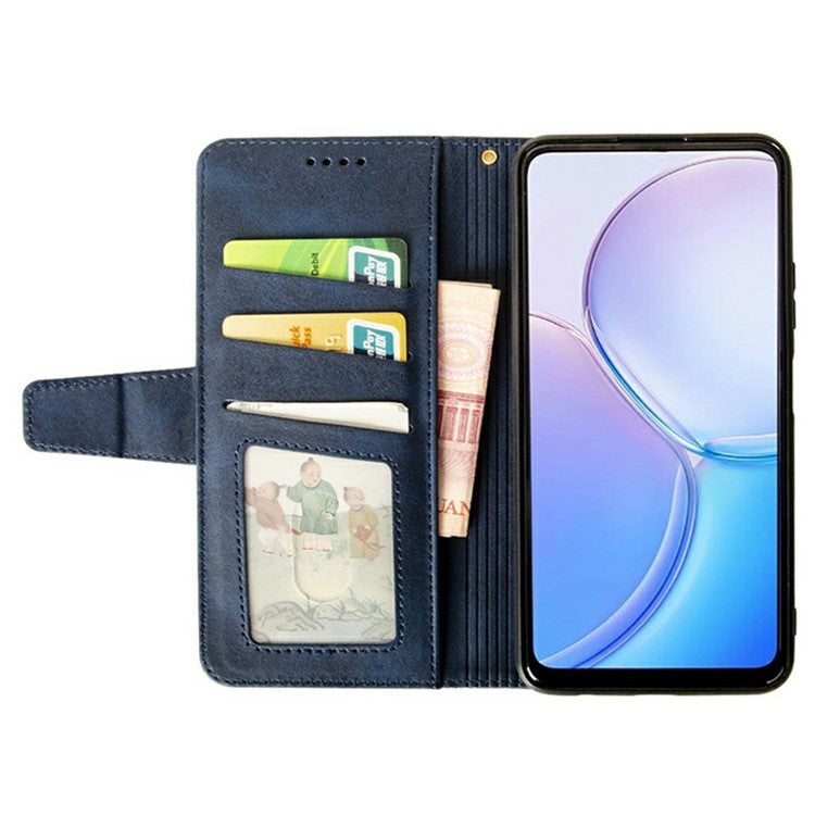 IDEWEI For Xiaomi Poco C75 4G / Redmi 14R 5G / 14C 4G Wallet Phone Case Calf Texture Stand Leather Cover - Blue