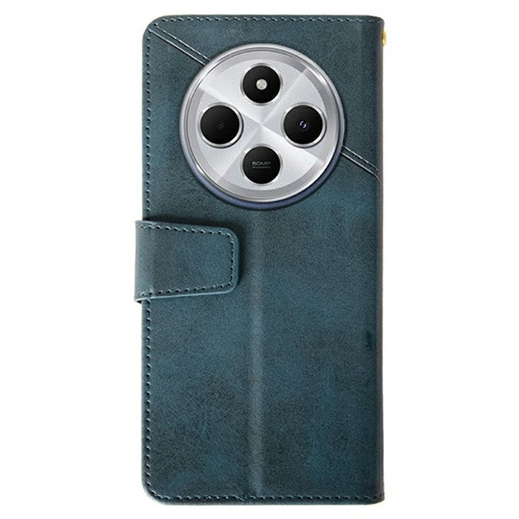 IDEWEI For Xiaomi Poco C75 4G / Redmi 14R 5G / 14C 4G Wallet Phone Case Calf Texture Stand Leather Cover - Blue