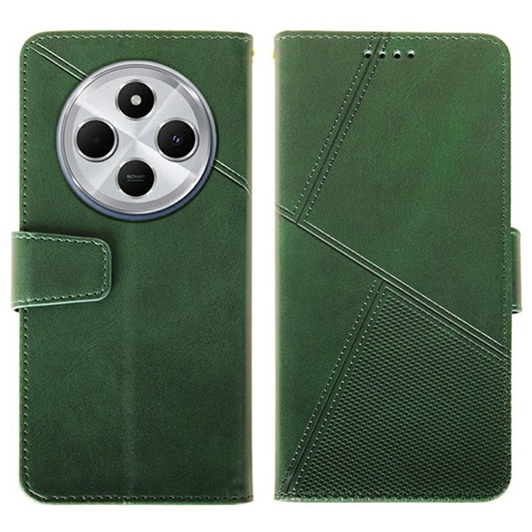 IDEWEI For Xiaomi Poco C75 4G / Redmi 14R 5G / 14C 4G Wallet Phone Case Calf Texture Stand Leather Cover - Green