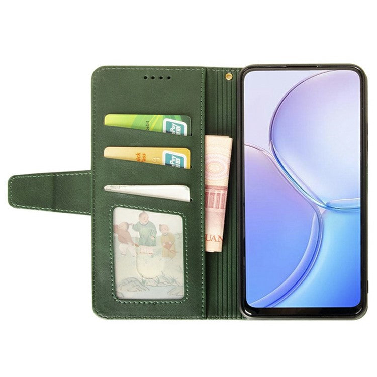 IDEWEI For Xiaomi Poco C75 4G / Redmi 14R 5G / 14C 4G Wallet Phone Case Calf Texture Stand Leather Cover - Green