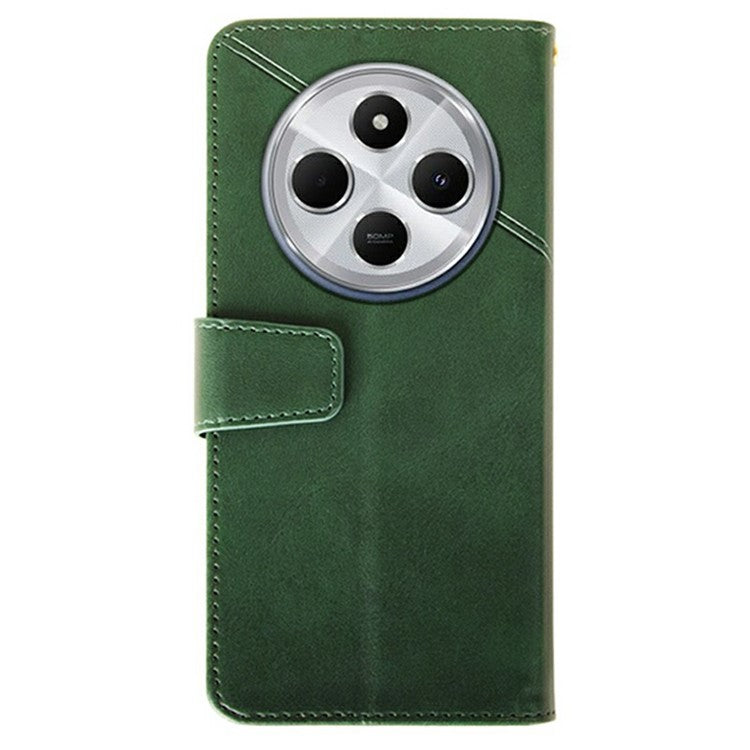 IDEWEI For Xiaomi Poco C75 4G / Redmi 14R 5G / 14C 4G Wallet Phone Case Calf Texture Stand Leather Cover - Green