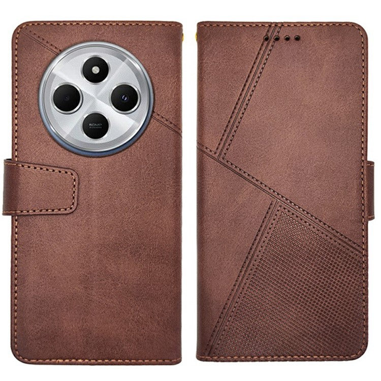 IDEWEI For Xiaomi Poco C75 4G / Redmi 14R 5G / 14C 4G Wallet Phone Case Calf Texture Stand Leather Cover - Brown