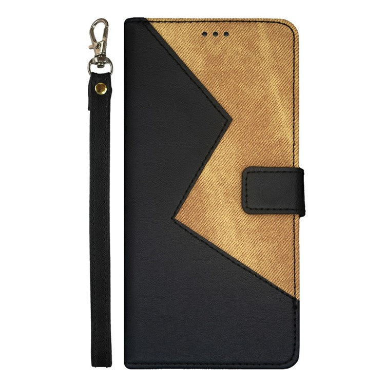 IDEWEI For Xiaomi Poco C75 4G / Redmi 14R 5G / 14C 4G Case Card Slots Splicing Color Leather Phone Cover - Black