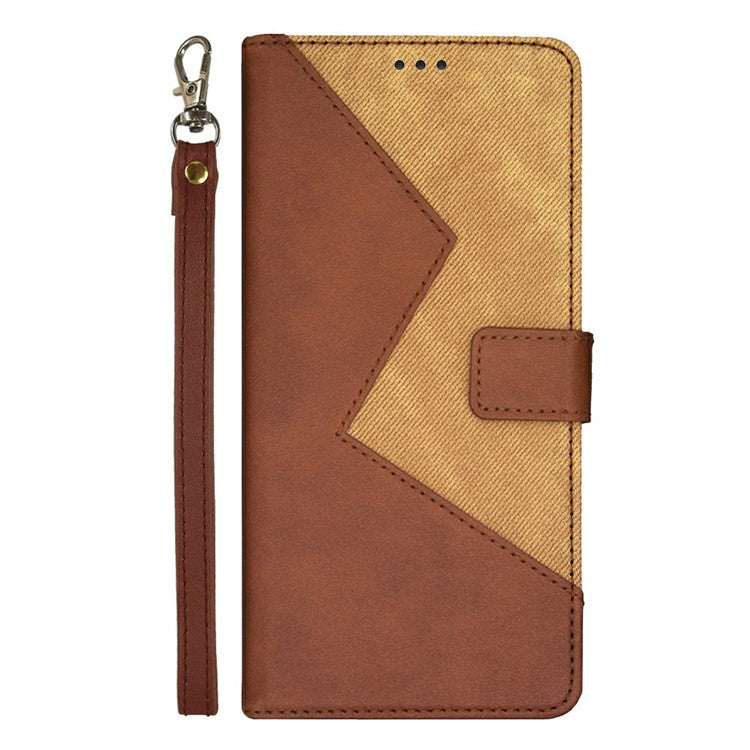 IDEWEI For Xiaomi Poco C75 4G / Redmi 14R 5G / 14C 4G Case Card Slots Splicing Color Leather Phone Cover - Brown