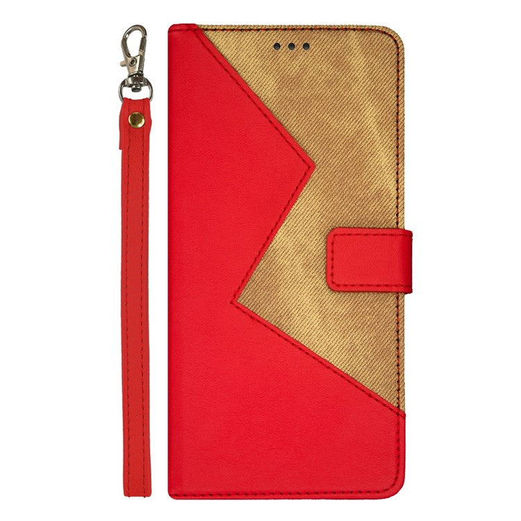 IDEWEI For Xiaomi Poco C75 4G / Redmi 14R 5G / 14C 4G Case Card Slots Splicing Color Leather Phone Cover - Red