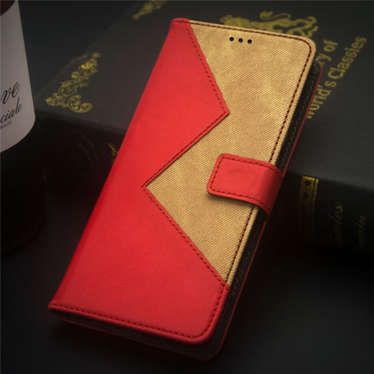 IDEWEI For Xiaomi Poco C75 4G / Redmi 14R 5G / 14C 4G Case Card Slots Splicing Color Leather Phone Cover - Red