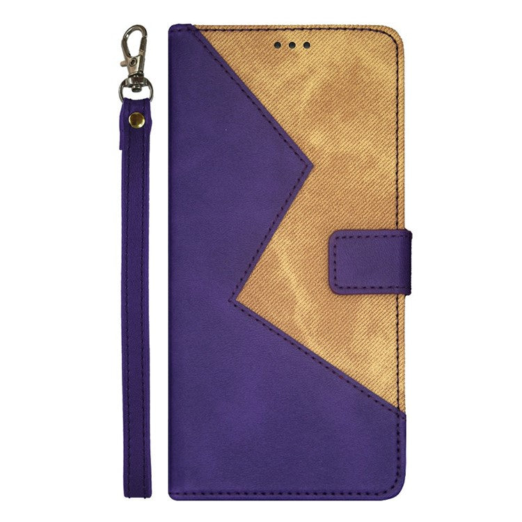 IDEWEI For Xiaomi Poco C75 4G / Redmi 14R 5G / 14C 4G Case Card Slots Splicing Color Leather Phone Cover - Purple