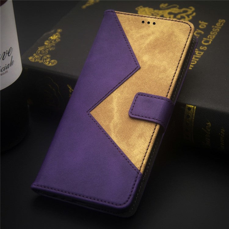 IDEWEI For Xiaomi Poco C75 4G / Redmi 14R 5G / 14C 4G Case Card Slots Splicing Color Leather Phone Cover - Purple