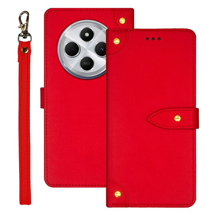 IDEWEI For Xiaomi Poco C75 4G / Redmi 14R 5G / 14C 4G Stand Case PU Leather Phone Cover with Card Slots - Red