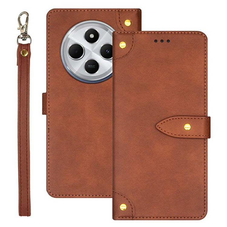 IDEWEI For Xiaomi Poco C75 4G / Redmi 14R 5G / 14C 4G Stand Case PU Leather Phone Cover with Card Slots - Brown