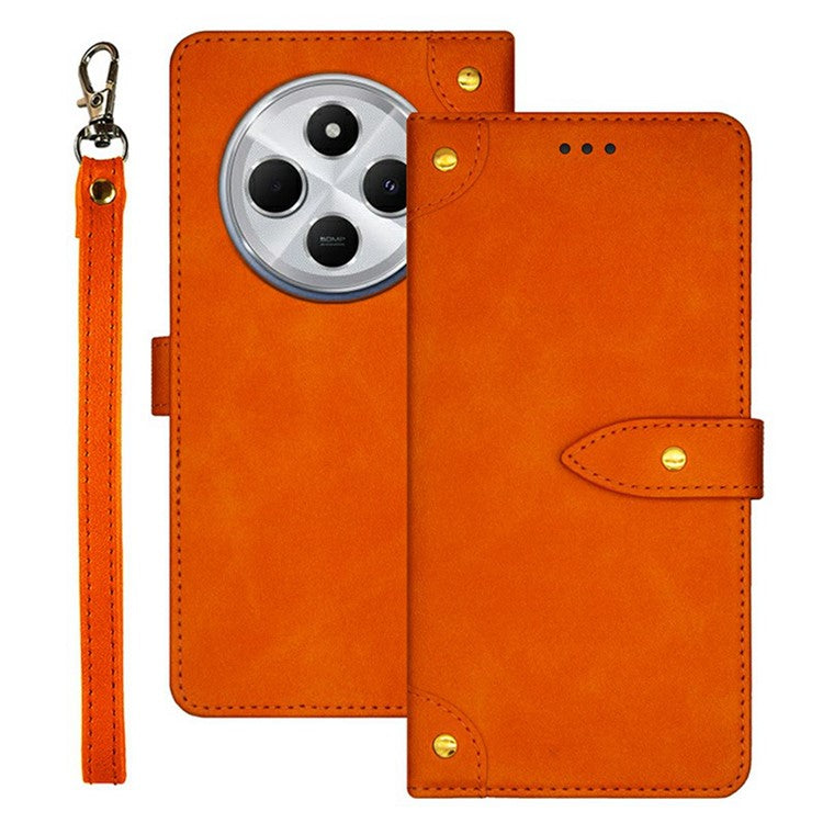 IDEWEI For Xiaomi Poco C75 4G / Redmi 14R 5G / 14C 4G Stand Case PU Leather Phone Cover with Card Slots - Orange