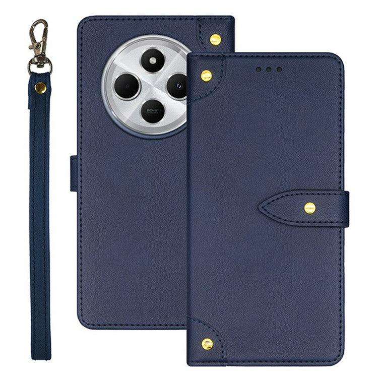 IDEWEI For Xiaomi Poco C75 4G / Redmi 14R 5G / 14C 4G Stand Case PU Leather Phone Cover with Card Slots - Blue