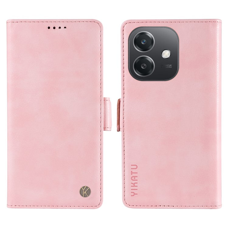 YIKATU YK-007 For Oppo A3x 4G / 5G (India) / A3 4G / 5G / A60 5G / A40 4G / A40M 4G Case Side Buckle PU Leather Phone Cover Litchi Texture - Pink