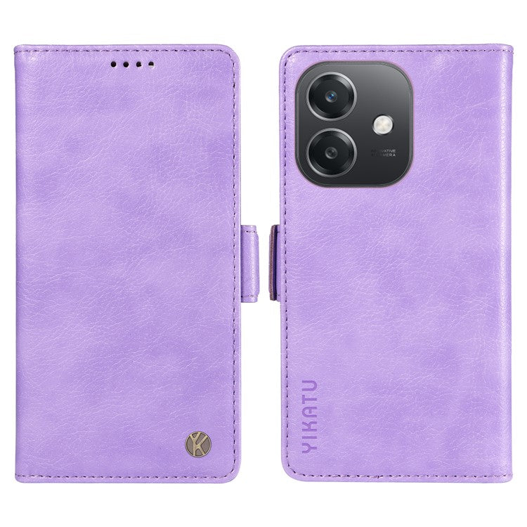 YIKATU YK-007 For Oppo A3x 4G / 5G (India) / A3 4G / 5G / A60 5G / A40 4G / A40M 4G Case Side Buckle PU Leather Phone Cover Litchi Texture - Purple