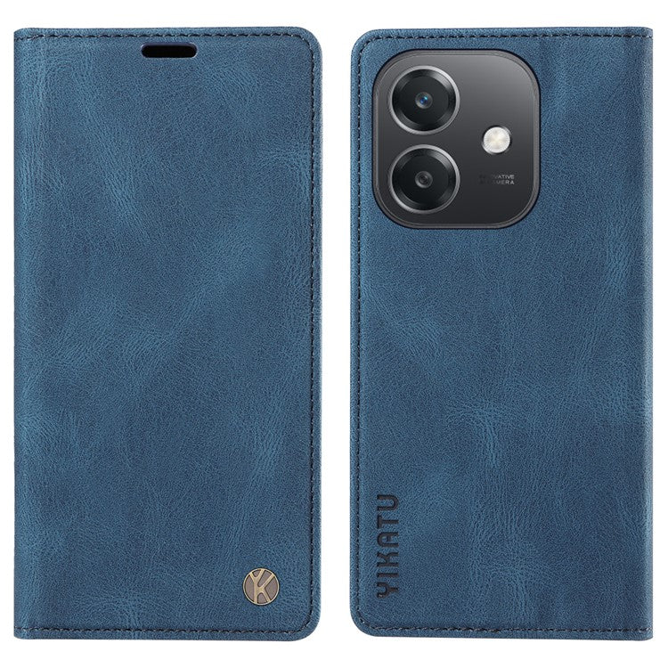 YIKATU YK-004 For Oppo A3x 4G / 5G (India) / A3 4G / 5G / A60 5G / A40 4G / A40M 4G Case Leather Skin-Touch Phone Cover Magnetic Auto-Absorbed - Blue