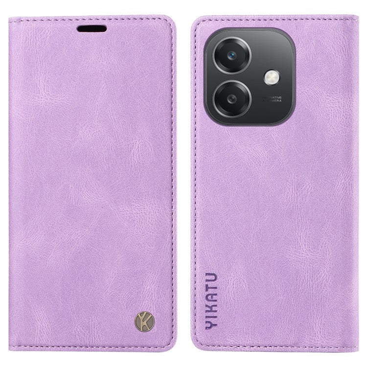 YIKATU YK-004 For Oppo A3x 4G / 5G (India) / A3 4G / 5G / A60 5G / A40 4G / A40M 4G Case Leather Skin-Touch Phone Cover Magnetic Auto-Absorbed - Purple