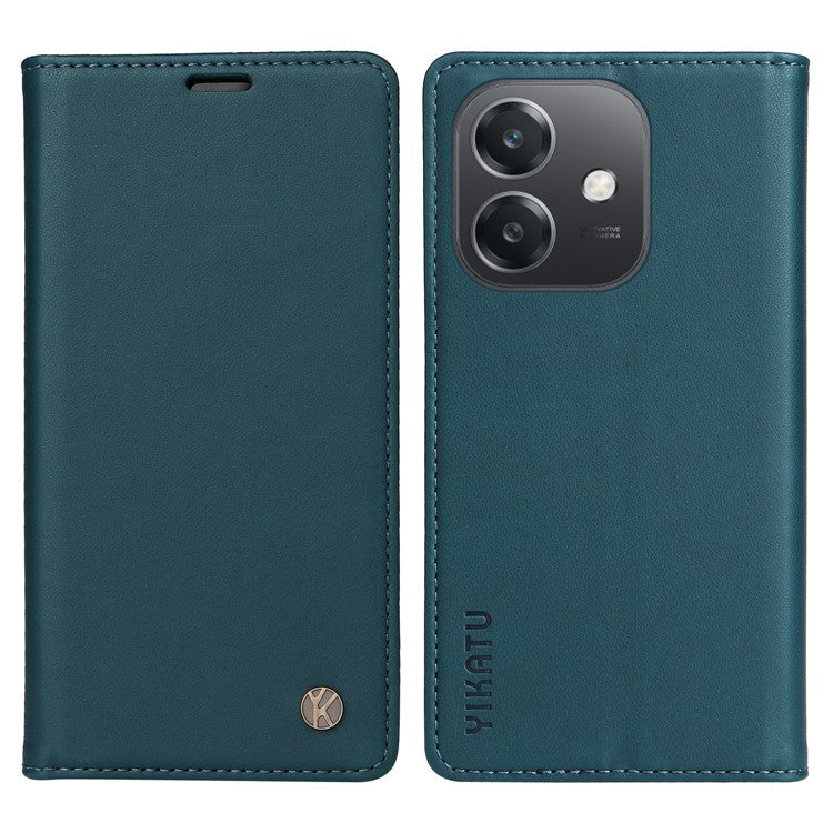 YIKATU YK-001 For Oppo A3x 4G / 5G (India) / A3 4G / 5G / A60 5G / A40 4G / A40M 4G Case Stand Leather Phone Cover Strong Magnetic Closure - Green