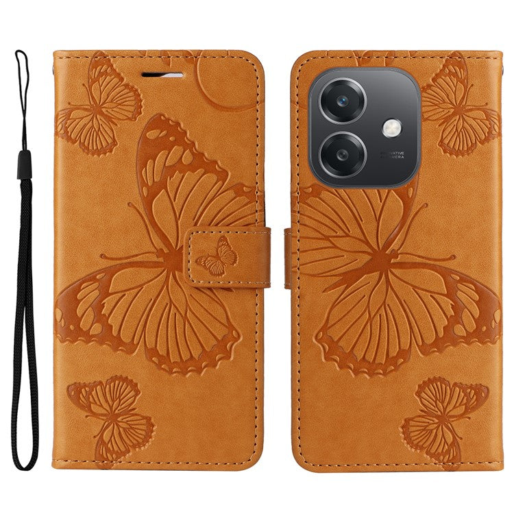 KT Imprinting Flower Series-2 For Oppo A3x 4G / 5G (India) / A3 4G / 5G / A60 5G / A40 4G / A40M 4G Case Butterfly Leather Phone Cover - Yellow